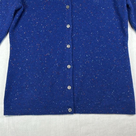 Lands End Blue Cashmere Cardigan Sweater Nepped Confetti Print Size XS Cozy Chic - Picture 5 of 14